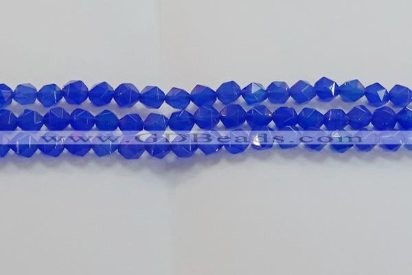 CNG6509 15.5 inches 8mm faceted nuggets blue agate beads