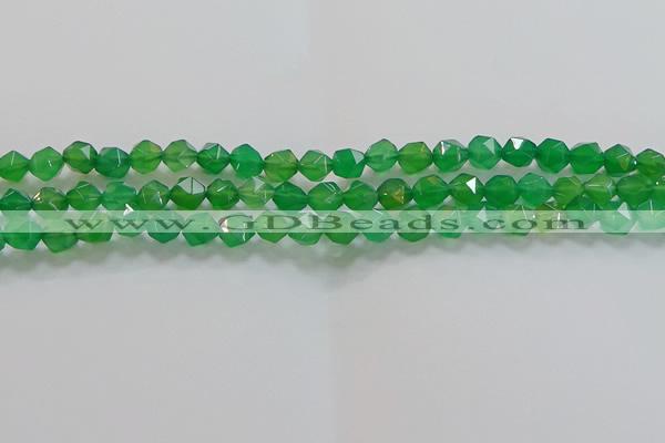 CNG6512 15.5 inches 6mm faceted nuggets green agate beads