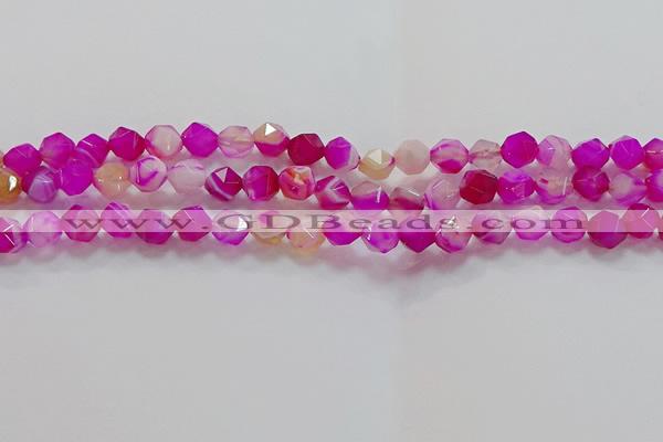 CNG6521 15.5 inches 8mm faceted nuggets line agate beads