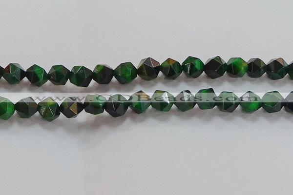 CNG6549 15.5 inches 12mm faceted nuggets green tiger eye beads