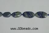 CNG7093 25*35mm - 35*45mm faceted freeform blue aventurine beads