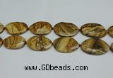 CNG7105 25*35mm - 35*45mm faceted freeform picture jasper beads