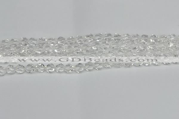 CNG7210 15.5 inches 6mm faceted nuggets white crystal beads