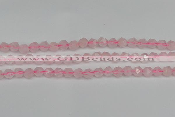 CNG7226 15.5 inches 8mm faceted nuggets rose quartz beads