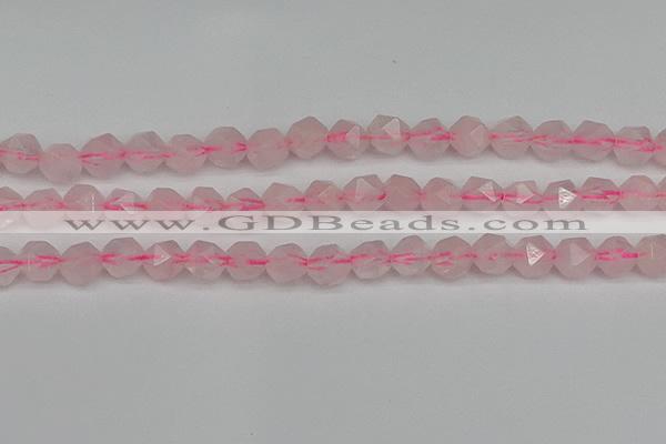 CNG7227 15.5 inches 10mm faceted nuggets rose quartz beads