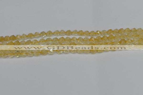 CNG7235 15.5 inches 6mm faceted nuggets citrine beads wholesale