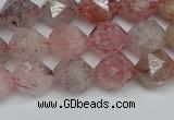 CNG7256 15.5 inches 8mm faceted nuggets strawberry quartz beads