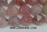 CNG7257 15.5 inches 10mm faceted nuggets strawberry quartz beads