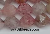 CNG7258 15.5 inches 12mm faceted nuggets strawberry quartz beads