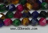 CNG7330 15.5 inches 6mm faceted nuggets mixed tiger eye beads