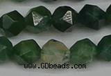 CNG7338 15.5 inches 12mm faceted nuggets moss agate beads