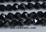 CNG7350 15.5 inches 6mm faceted nuggets Black agate beads