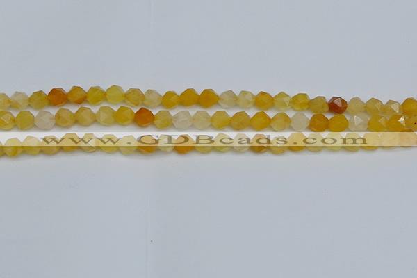 CNG7355 15.5 inches 6mm faceted nuggets yellow jade beads