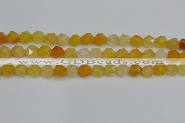 CNG7357 15.5 inches 10mm faceted nuggets yellow jade beads