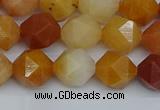 CNG7361 15.5 inches 8mm faceted nuggets yellow jade beads