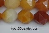 CNG7363 15.5 inches 12mm faceted nuggets yellow jade beads