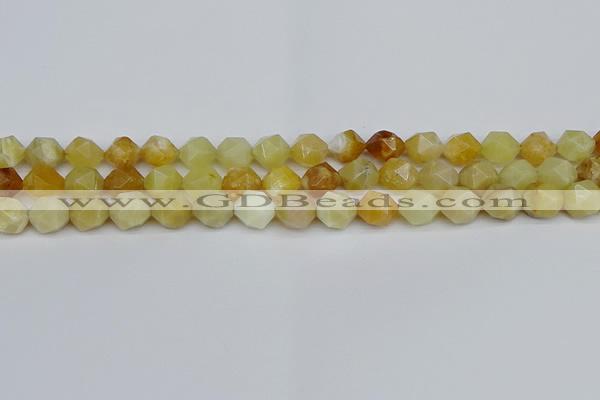 CNG7366 15.5 inches 8mm faceted nuggets yellow opal beads