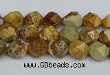 CNG7375 15.5 inches 6mm faceted nuggets picture jasper beads