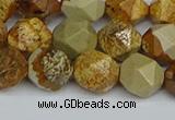 CNG7378 15.5 inches 12mm faceted nuggets picture jasper beads