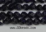 CNG7405 15.5 inches 6mm faceted nuggets blue goldstone beads