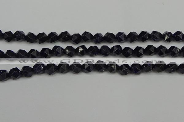 CNG7408 15.5 inches 12mm faceted nuggets blue goldstone beads