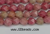 CNG7420 15.5 inches 6mm faceted nuggets rhodochrosite beads