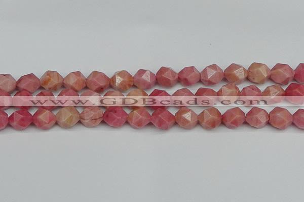 CNG7422 15.5 inches 10mm faceted nuggets rhodochrosite beads