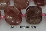 CNG7455 12*16mm - 15*20mm faceted freeform strawberry quartz beads