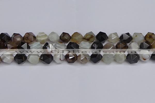 CNG7502 15.5 inches 8mm faceted nuggets line agate beads