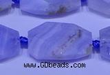 CNG7526 18*25mm - 25*35mm faceted freeform blue lace agate beads