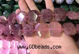 CNG7564 18*25mm - 20*28mm faceted freeform strawberry quartz beads