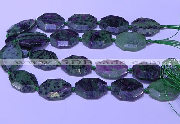 CNG7626 20*30mm - 22*32mm faceted freeform ruby zoisite beads