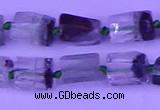 CNG7650 15.5 inches 5*7mm - 8*10mm nuggets green phantom quartz beads