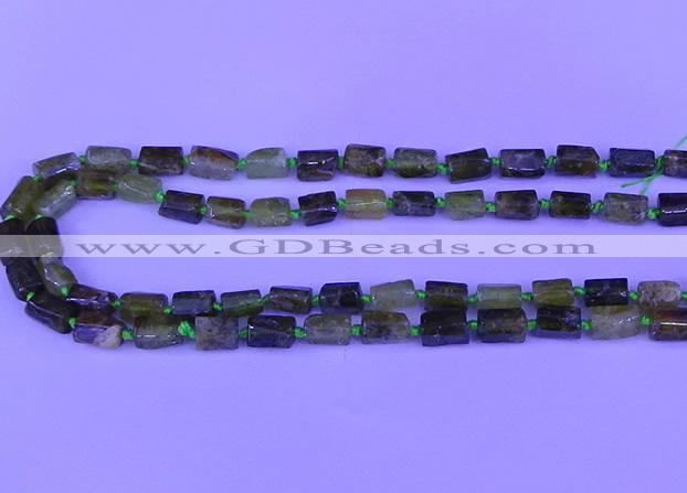 CNG7651 15.5 inches 5*7mm - 8*10mm nuggets green garnet beads