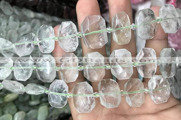 CNG7751 13*18mm - 15*25mm faceted freeform green quartz beads