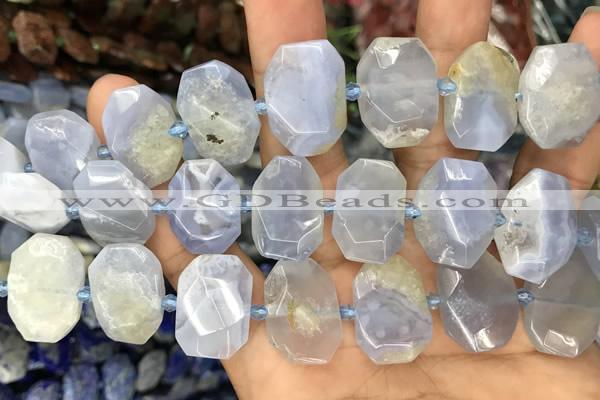 CNG7781 13*18mm - 15*25mm faceted freeform blue chalcedony beads