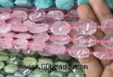 CNG7801 13*18mm - 18*25mm faceted freeform rose quartz beads