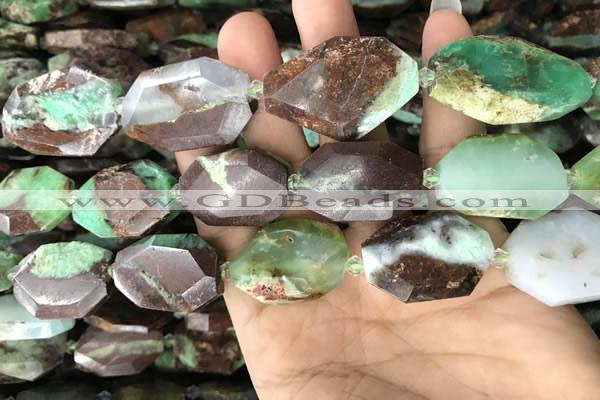 CNG7832 20*28mm - 25*35mm faceted freeform Australia chrysoprase beads