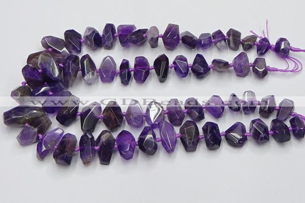 CNG7855 15.5 inches 8*12mm - 15*25mm faceted nuggets amethyst beads