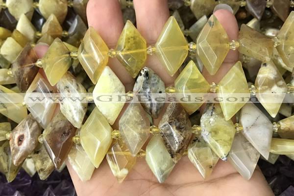 CNG7876 13*20mm - 15*25mm faceted freeform yellow opal beads