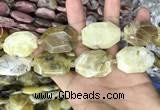 CNG7910 22*30mm - 25*35mm faceted freeform yellow opal beads