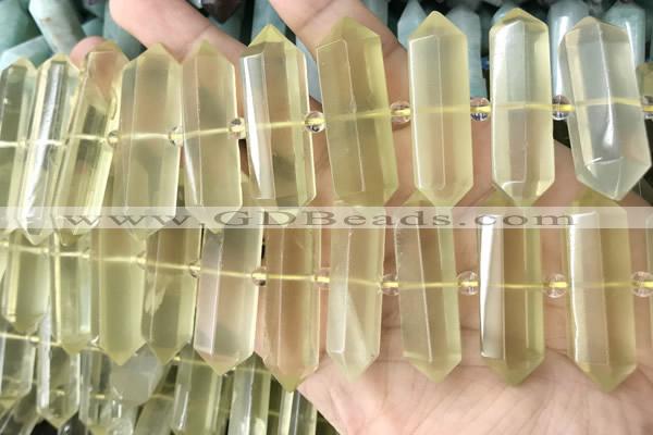 CNG7941 10*22mm - 12*45mm faceted nuggets lemon quartz beads