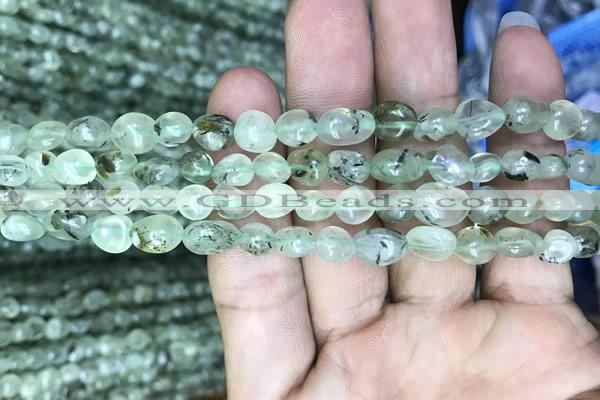 CNG8008 15.5 inches 6*8mm nuggets green rutilated quartz beads