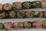 CNG821 15.5 inches 9*12mm faceted nuggets unakite gemstone beads