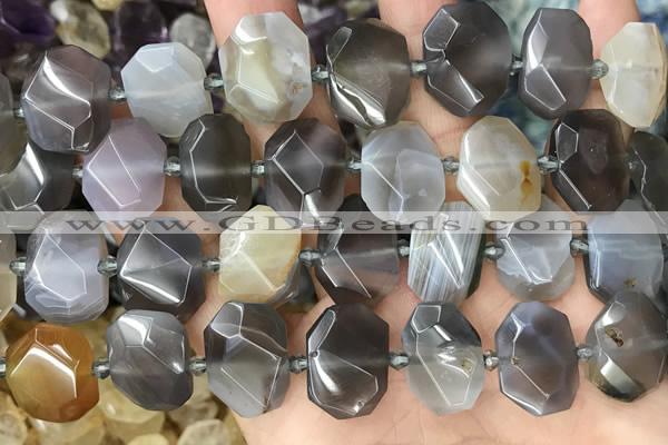 CNG8551 15.5 inches 13*18mm - 15*25mm faceted freeform grey agate beads