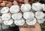 CNG8556 22*30mm - 25*35mm faceted freeform white howlite beads