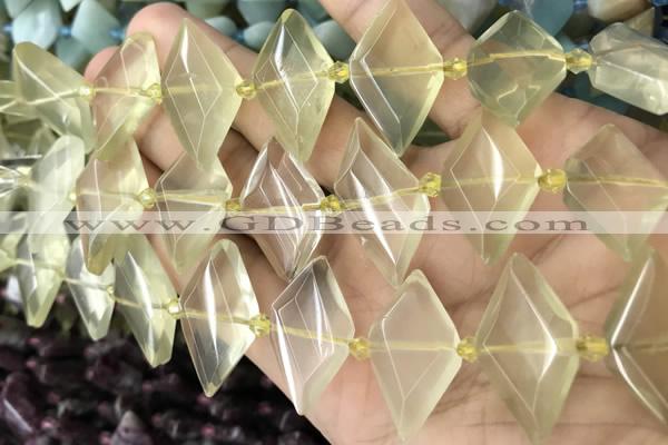 CNG8635 13*20mm - 15*25mm faceted freeform lemon quartz beads