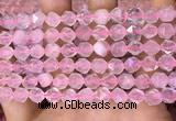 CNG8691 15.5 inches 8mm faceted nuggets rose quartz beads