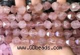 CNG8697 15.5 inches 10mm faceted nuggets strawberry quartz beads