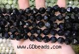 CNG8737 15.5 inches 8mm faceted nuggets black agate beads